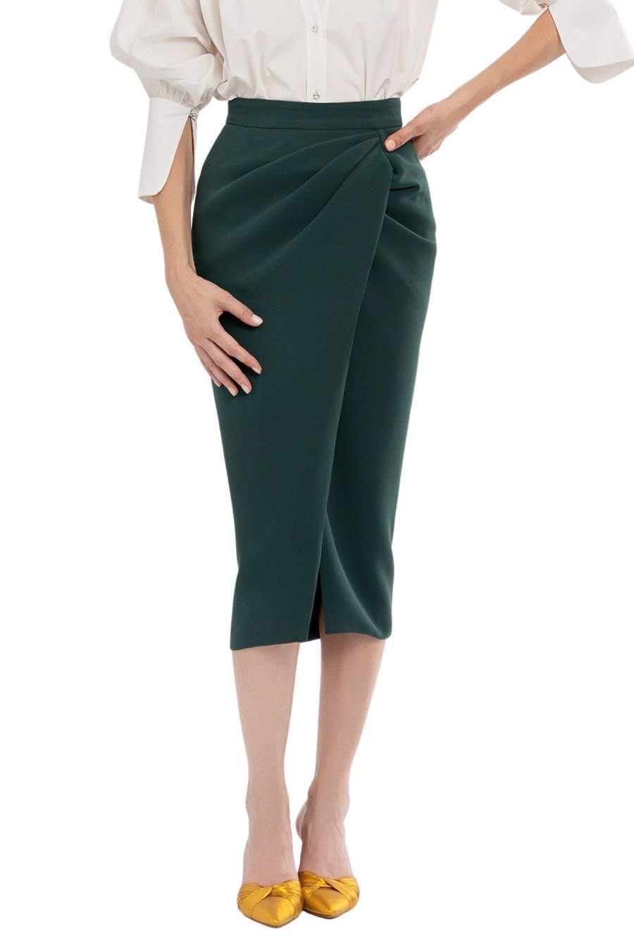 Office Green Stretchy Skirt-danddclothing-AFRICAN WEAR FOR WOMEN,Skirts,White