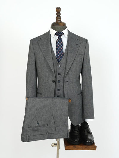 Gray Line Three Piece Custom Bespoke Men Suit Tailored