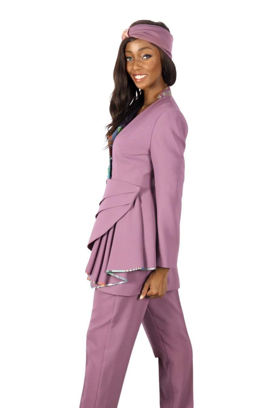 African Patched stylish suit-danddclothing-AFRICAN WEAR FOR WOMEN,Ladies Suits,Violet