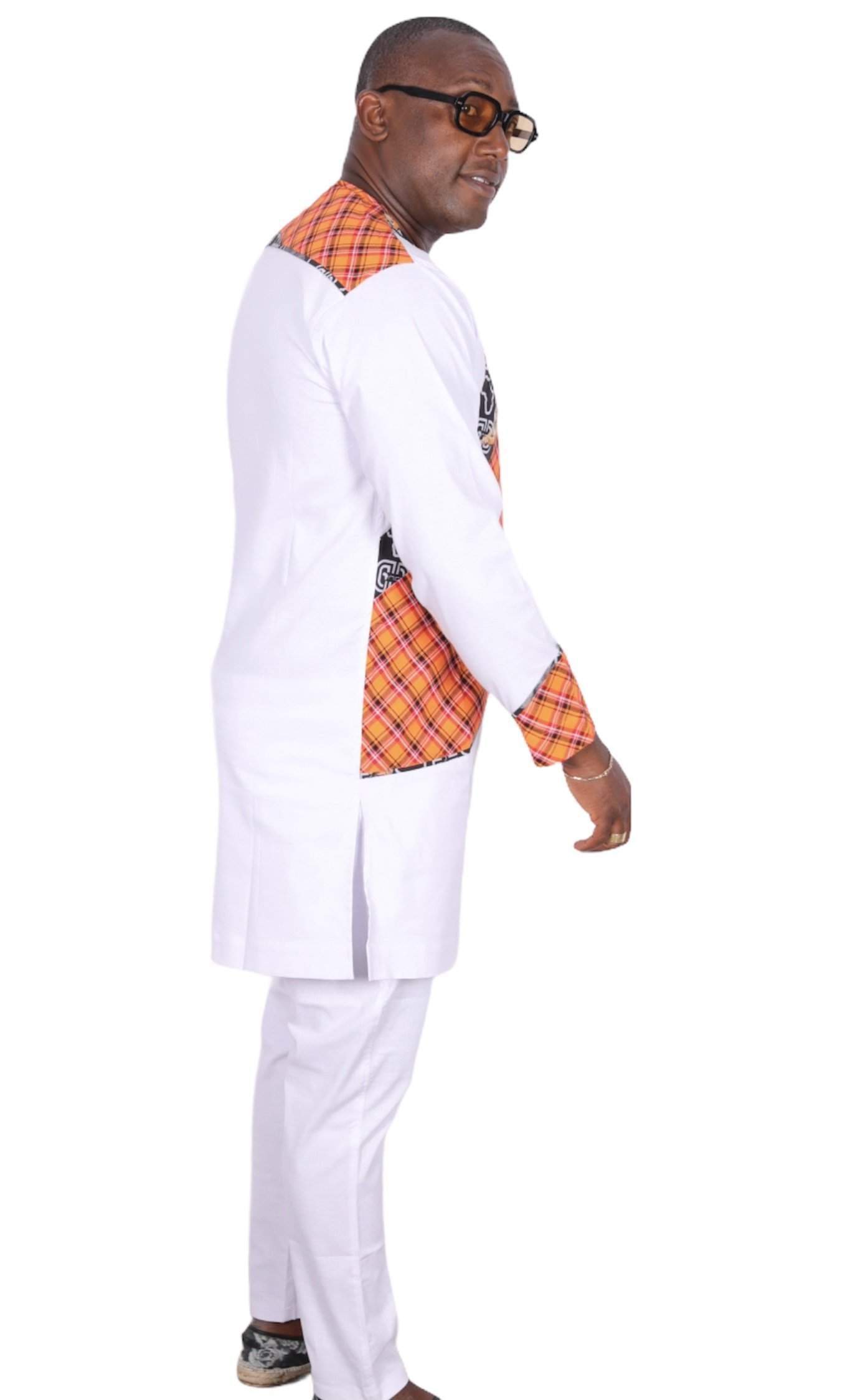 African Senator Style White-danddclothing-African Wear for Men,Linen,Traditionals