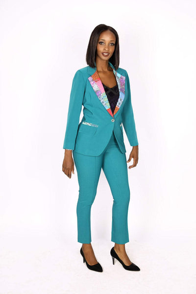 Green African Office Suit-danddclothing-AFRICAN WEAR FOR WOMEN,Green,Ladies Suits