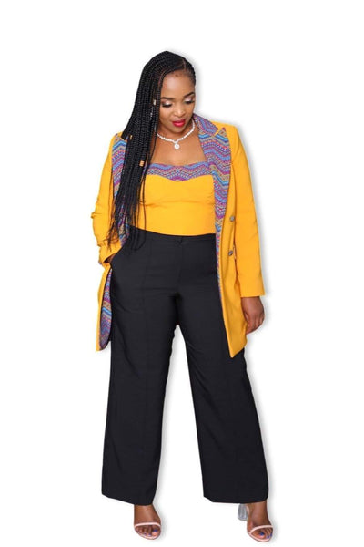 African Office Suit Yellow-danddclothing-AFRICAN WEAR FOR WOMEN,Ladies Suits,Yellow