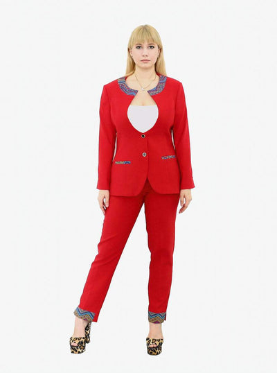 Red Stylish Business Suit-AFRICAN WEAR FOR WOMEN,Ladies Suits