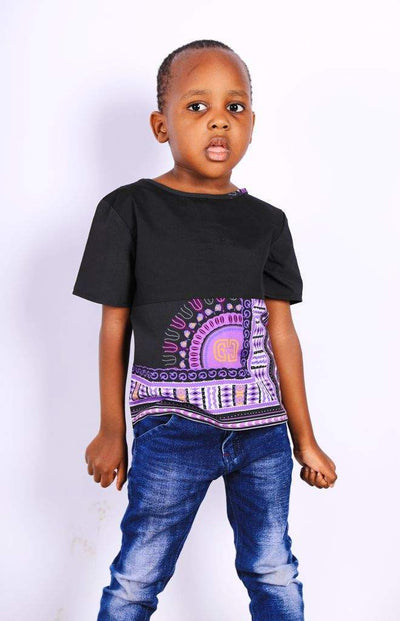 Boy’s African T-shirt Dashiki Violet-danddclothing-Kids