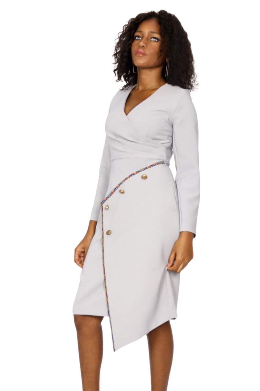 Ladies Office Dress Light Grey-danddclothing-AFRICAN WEAR FOR WOMEN,Dresses,Grey