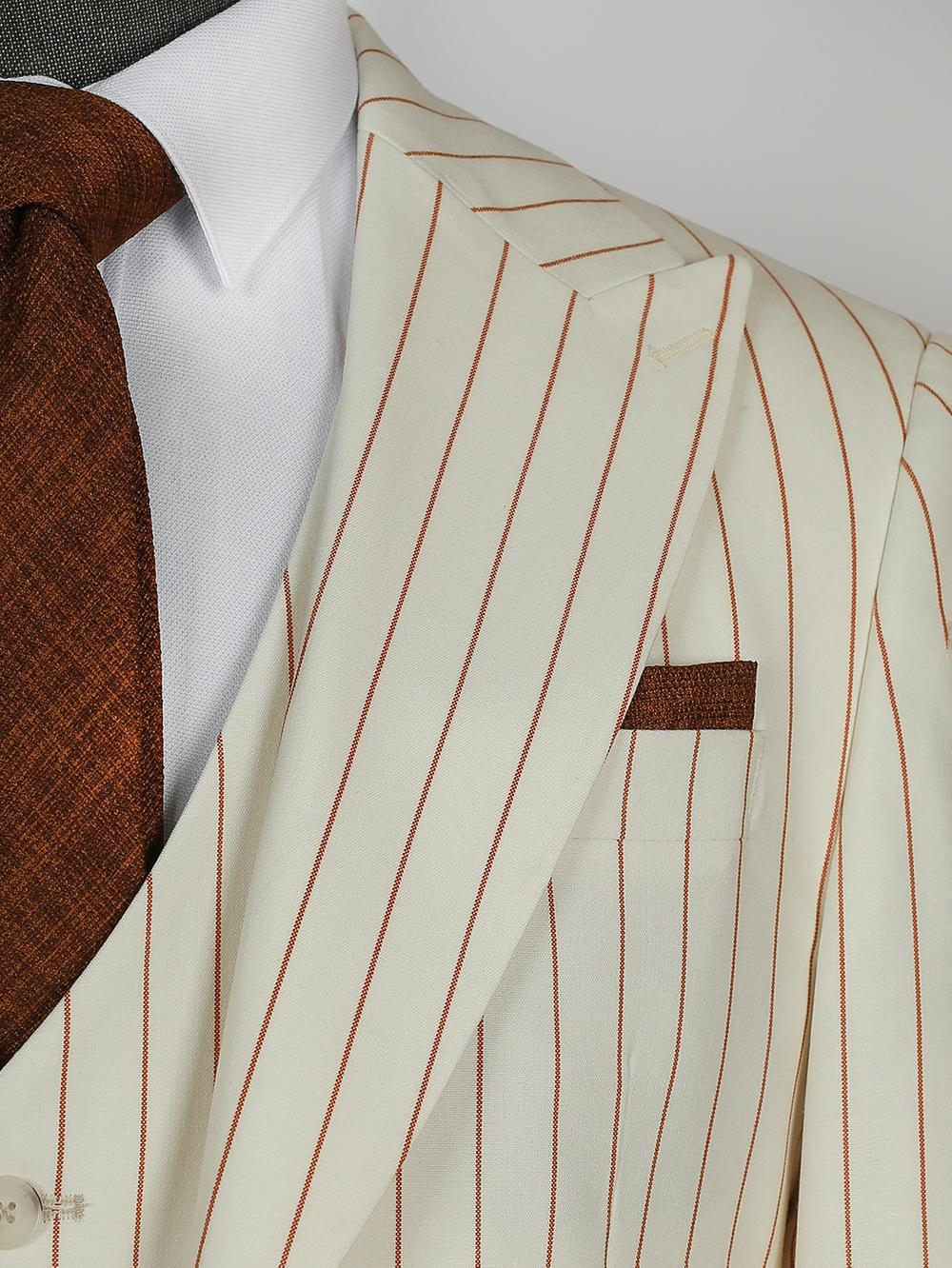 Off white Stripes Bespoke Men Suit Tailored