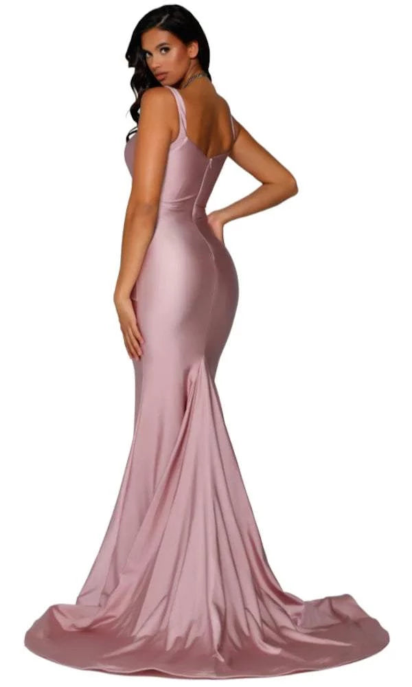 Plain Pink Evening Dress| Evening Dresses XXL / Pink / Satin Plain Pink Evening Dress| Evening Dresses XXL / Pink / Satin