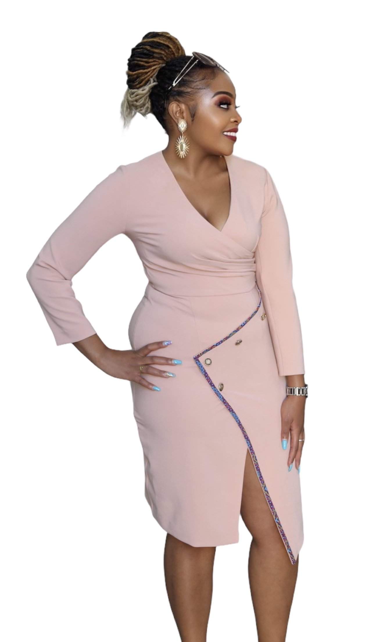 Ladies Office Dress Light Pink-danddclothing-AFRICAN WEAR FOR WOMEN,Dresses,Pink