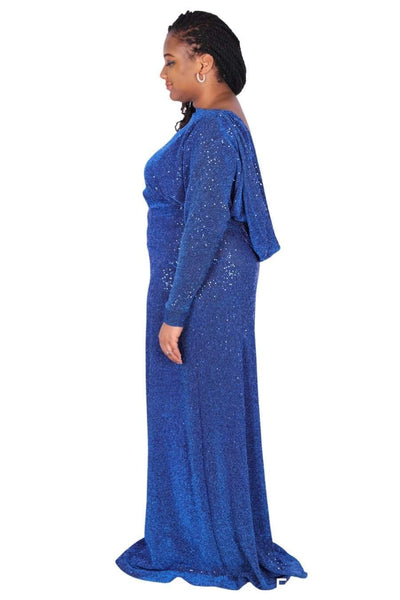 Blue Shiny Dress Sparkling-danddclothing-Blue,Classic Elegant Gowns,Evening Dresses,Long,Sale