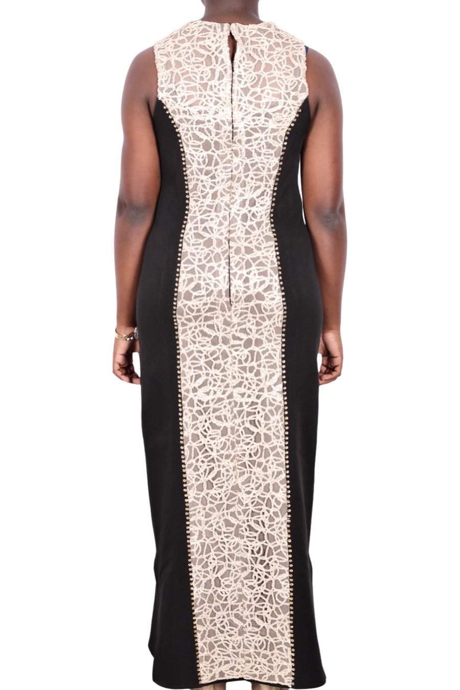 African Evening Black and Gold Dress S