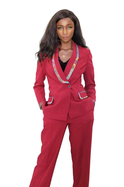 Maroon Business Ladies Suit-danddclothing-AFRICAN WEAR FOR WOMEN,Jackets,Ladies Suits,Women Jackets