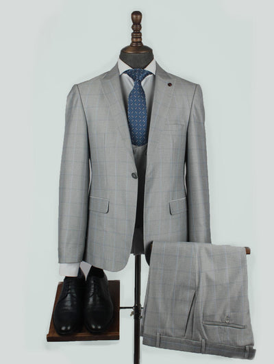 Three Pieces Of Gray Bespoke Men Suit Tailored