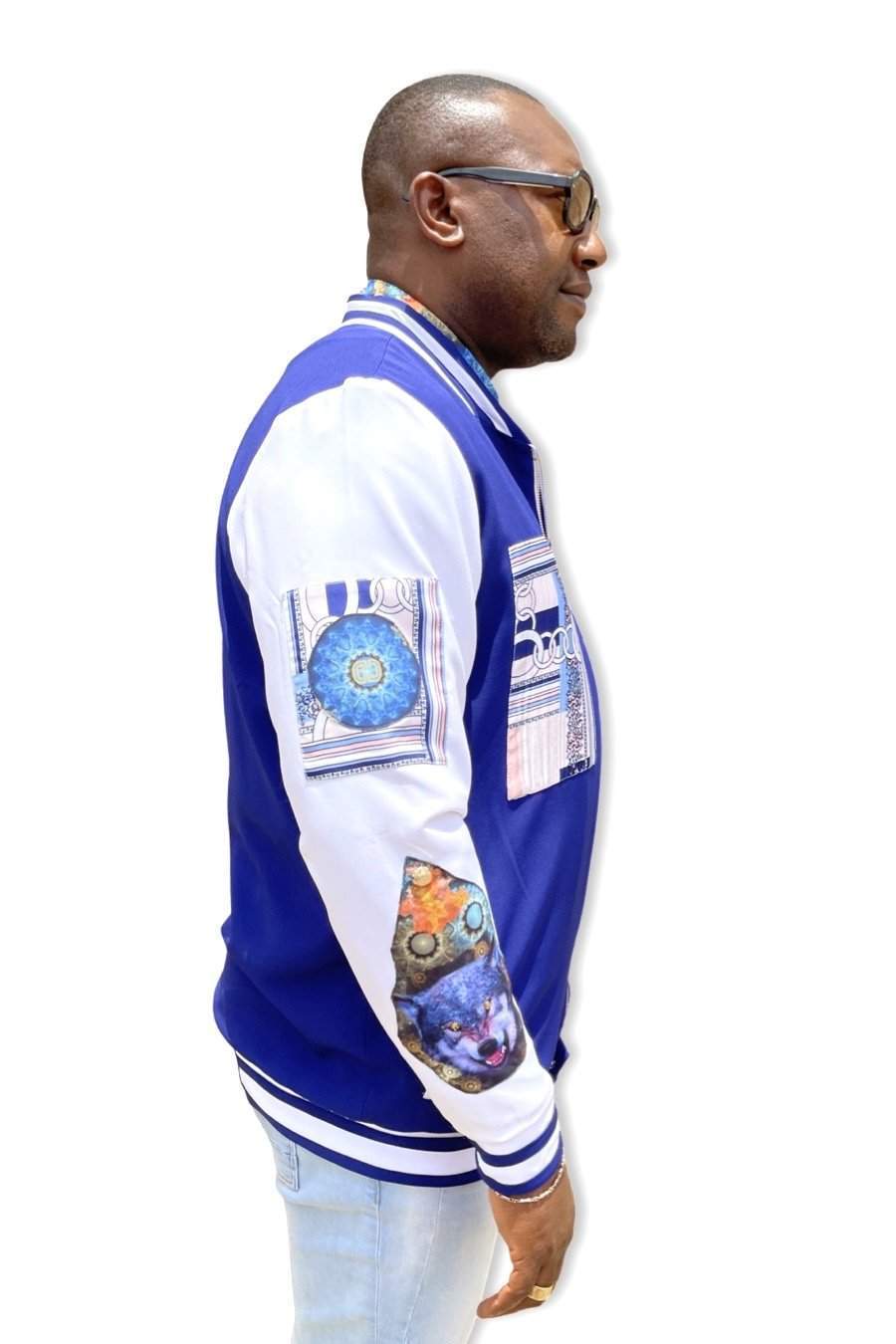 African Bomber Jacket For Men Blue-danddclothing-African Wear for Men,FEATURED,Men Jackets,Multicolor