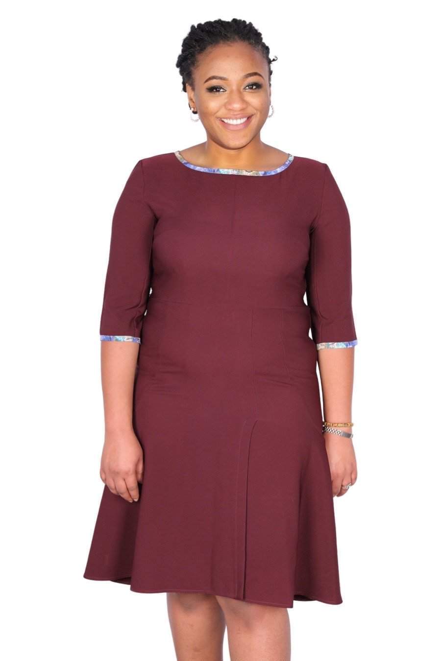 Ladies Office Dress Maroon M / Stretchy Crepe / Maroon Ladies Office Dress Maroon M / Stretchy Crepe / Maroon