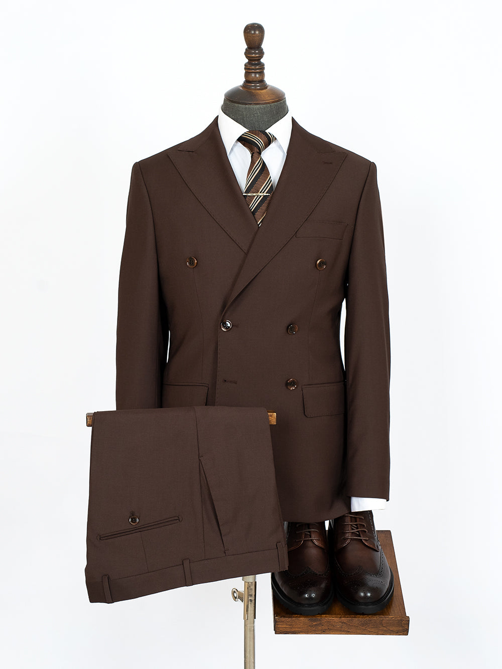 Dark Chocolate Double Breasted Bespoke Men Suit Tailored