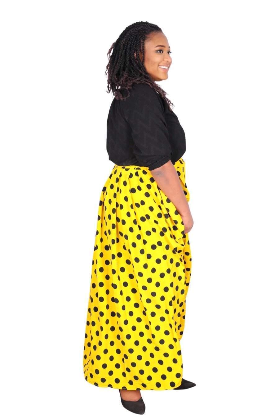 Polka dot maxi skirt yellow best sale