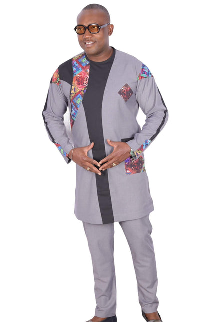 African Senator Wear for Men Grey-danddclothing-African Wear for Men,Linen,Traditionals