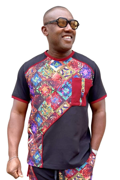 African Ankara T-shirt for Men Silk-danddclothing-African Wear for Men,FEATURED,Men T-shirts,Pink