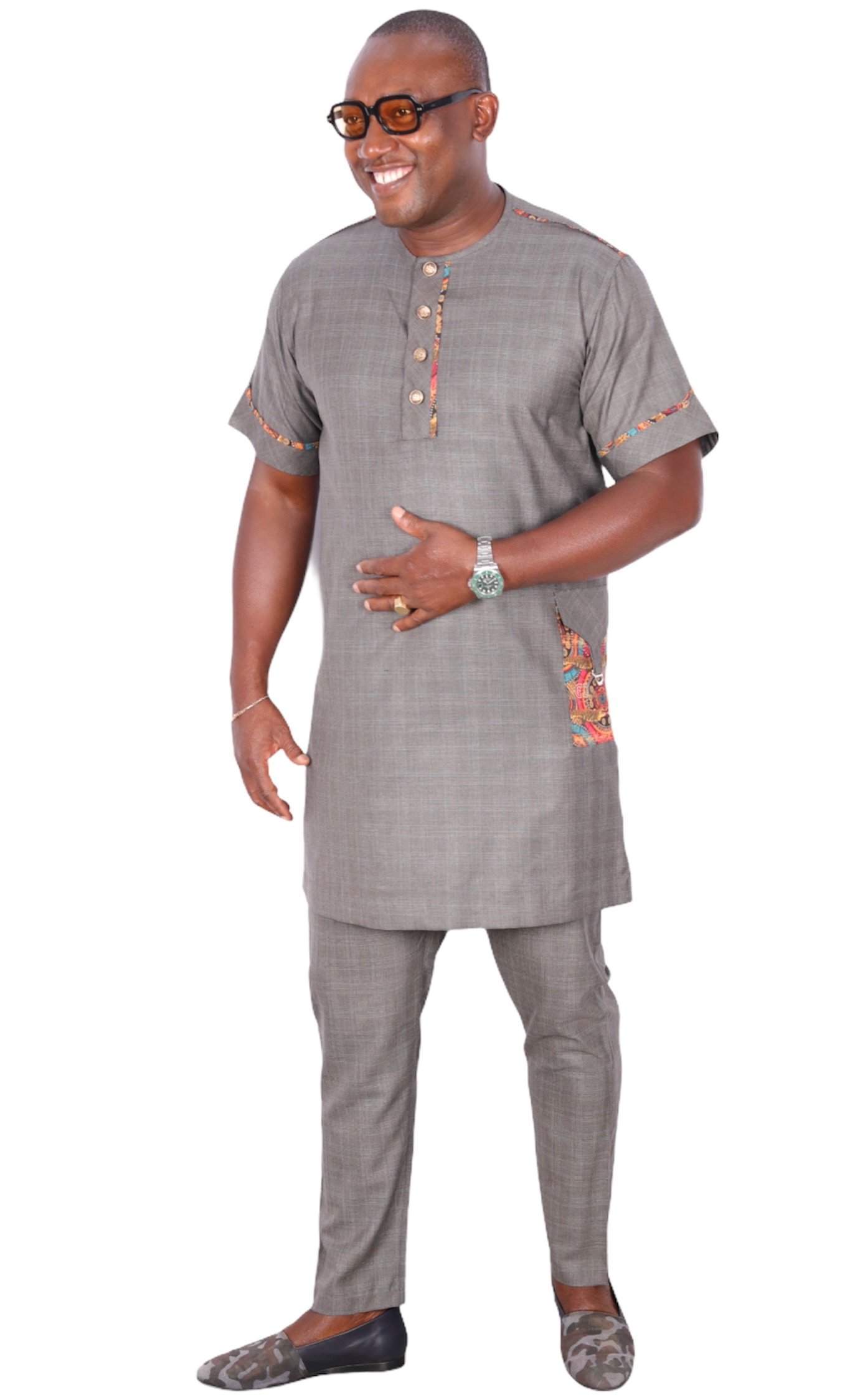 African Senator Traditional Grey-danddclothing-African Wear for Men,Linen,Traditionals