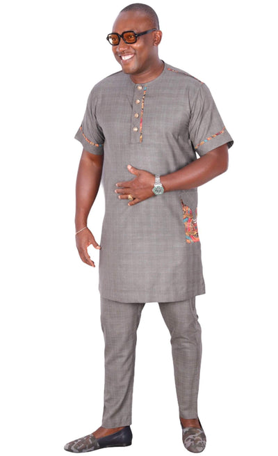 African Senator Traditional Grey-danddclothing-African Wear for Men,Linen,Traditionals