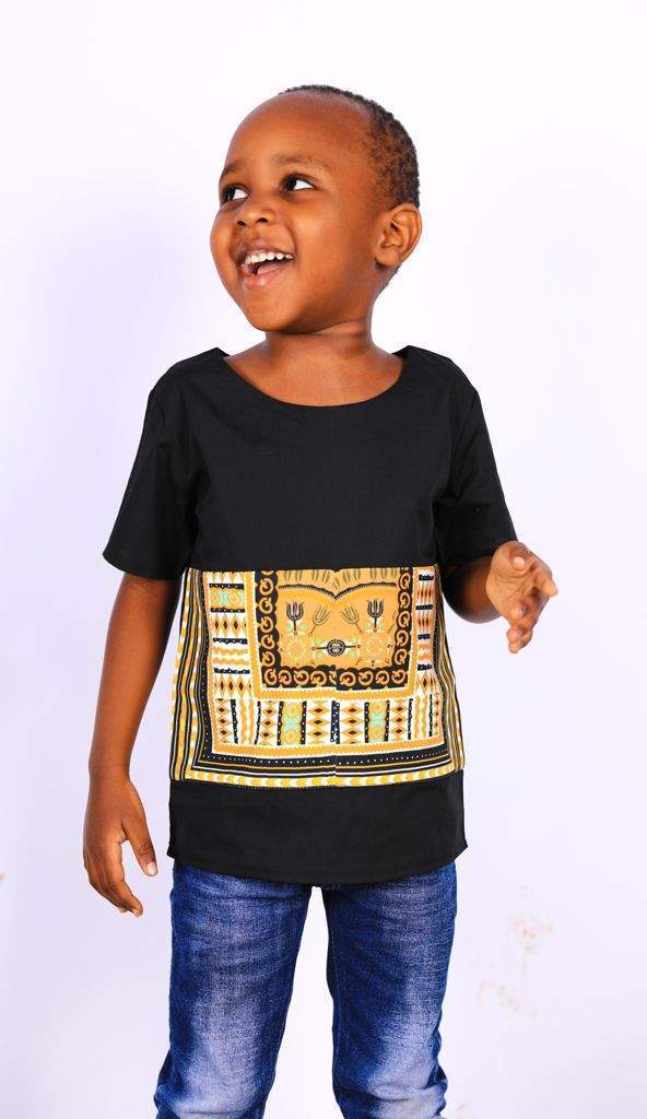 Boy’s African T-shirt Dashiki Orange-danddclothing-Kids
