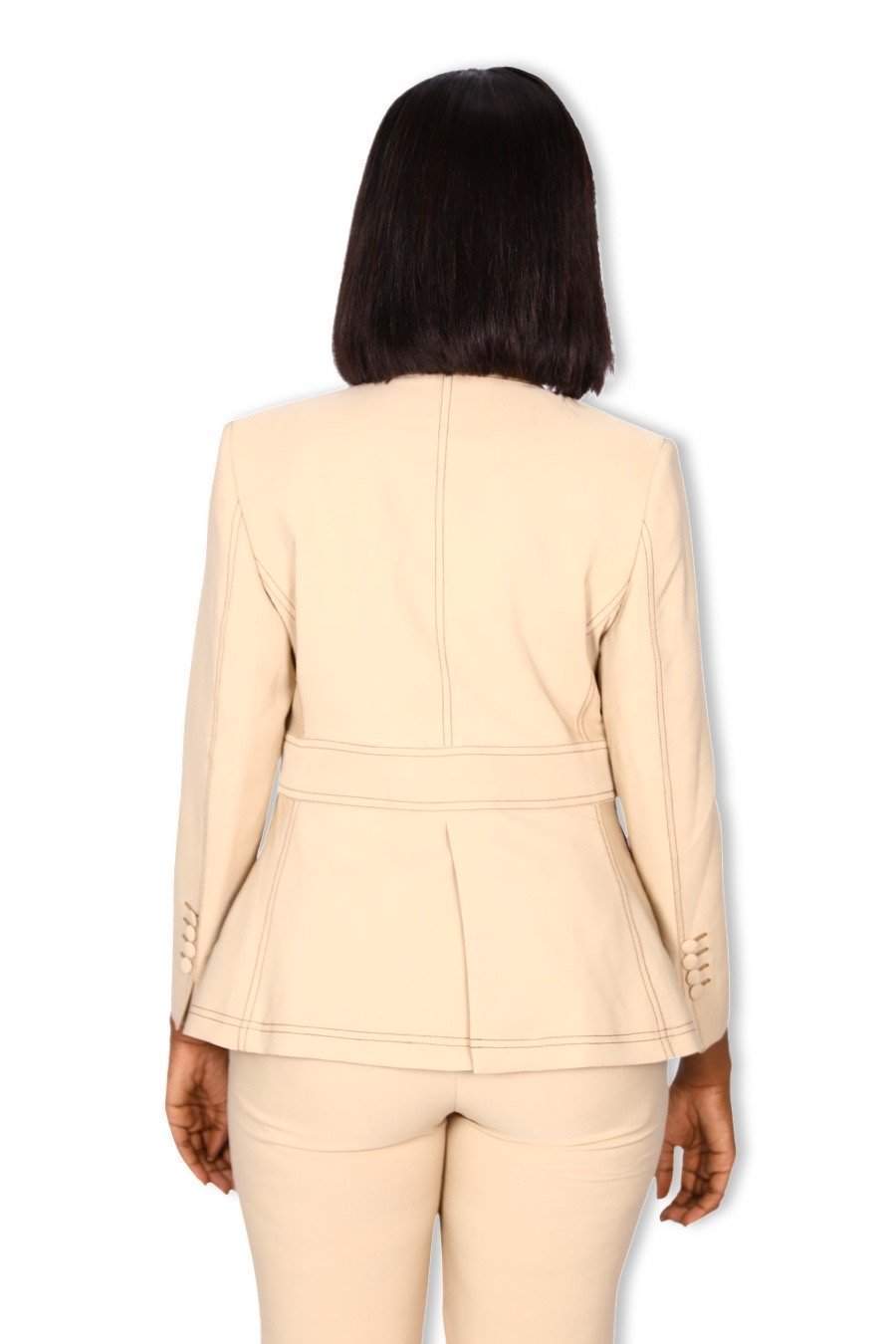 Beige Plain Office Suit-danddclothing-AFRICAN WEAR FOR WOMEN,Jackets,Pink,Women Jackets