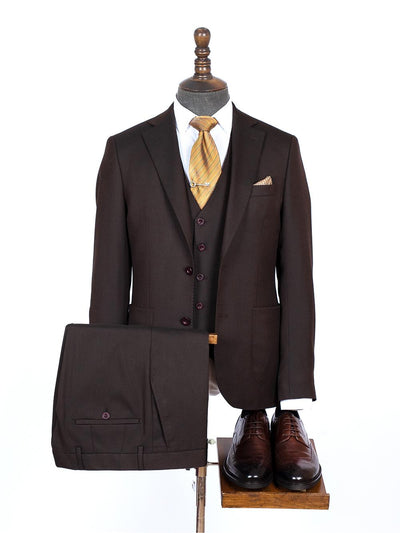 Three Pieces Of brown coffee Stripes Bespoke Men Suit Tailored