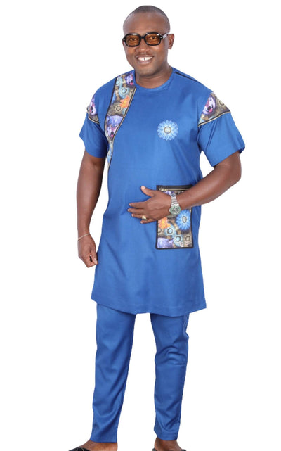 African Senator Traditional Set Blue-danddclothing-African Wear for Men,Linen,Traditionals