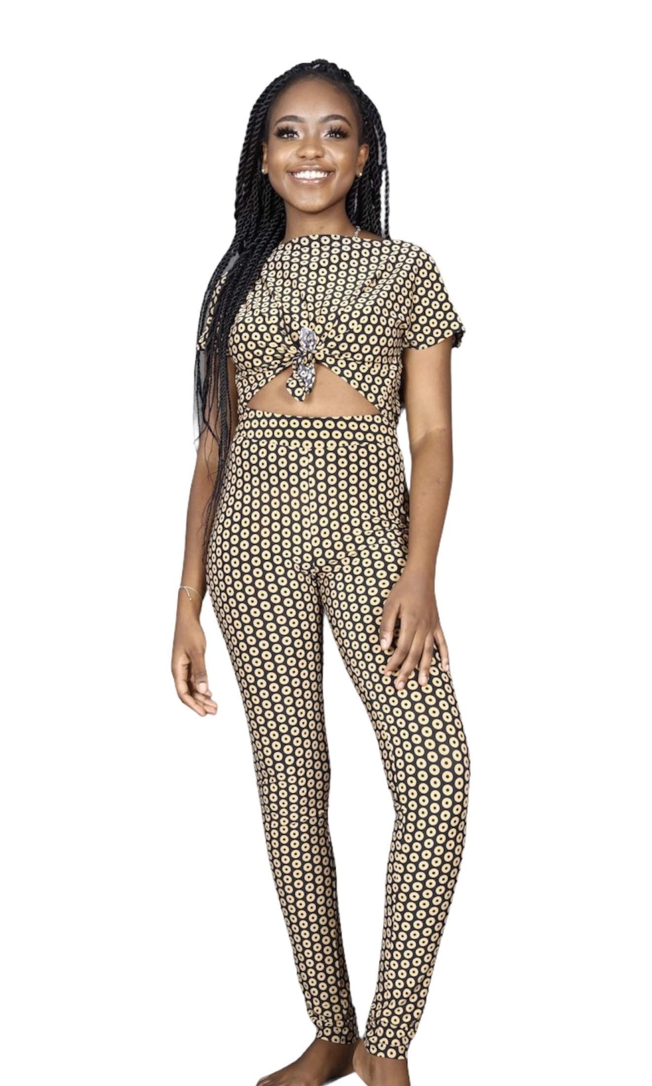 Brown Stretchy Set 2 Piece-danddclothing-Sale