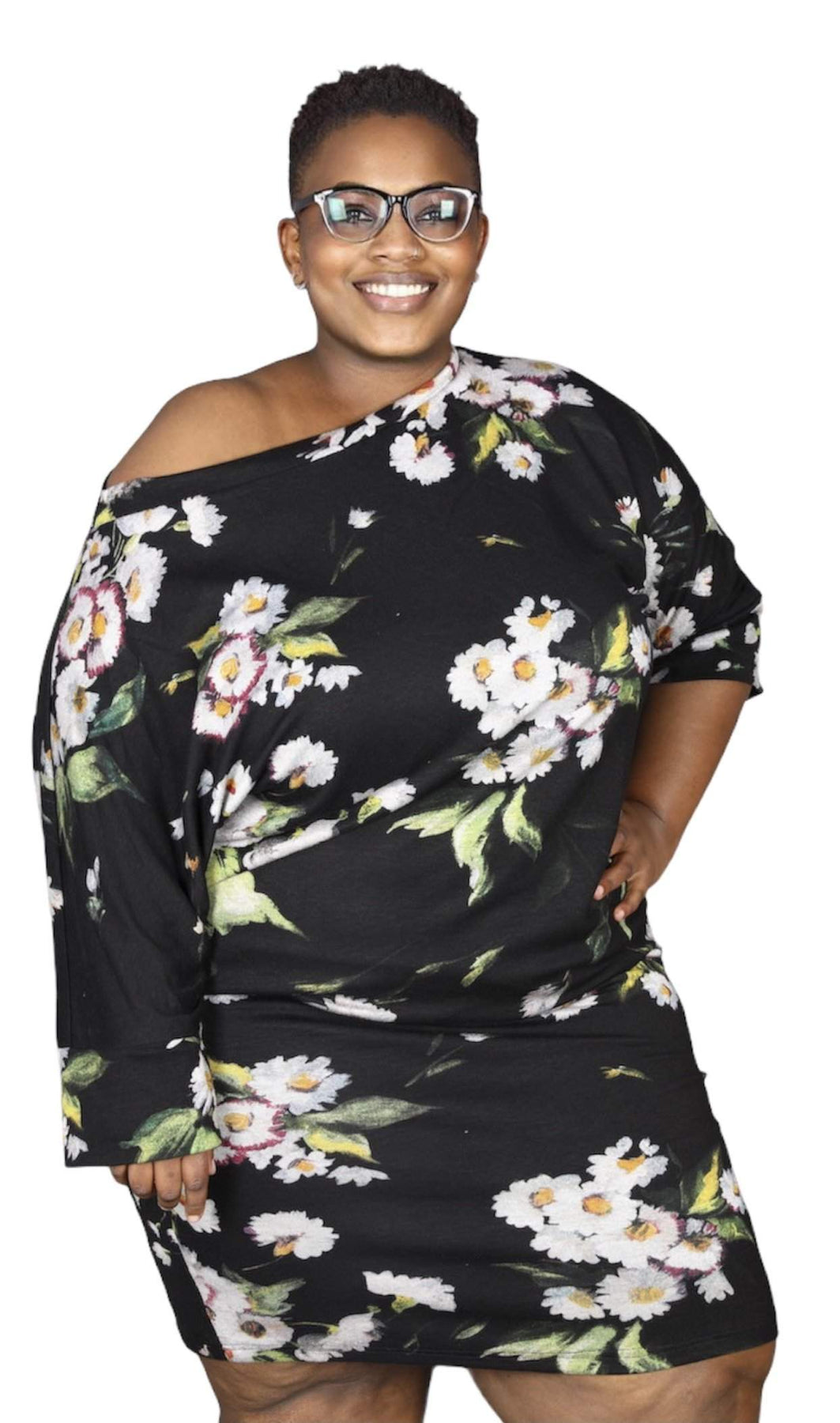 Plus Size Midi Dress Flowers D&D Clothing Plus Size Midi Dress Flowers D&D Clothing