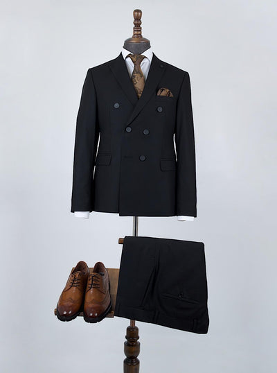 Double Breasted Black Origin Custom Bespoke Men Suit Tailored