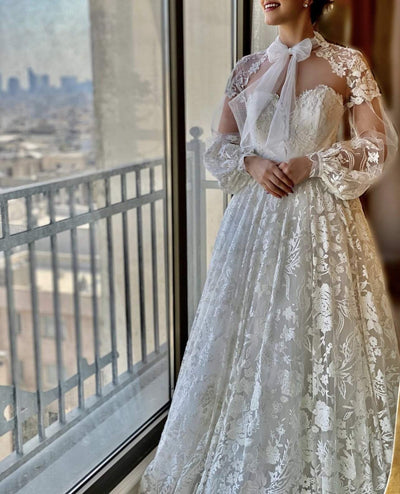 Wedding Dress with Lace A Line-danddclothing-A-line,Classic Elegant Gowns,Royal Wedding Dresses,White