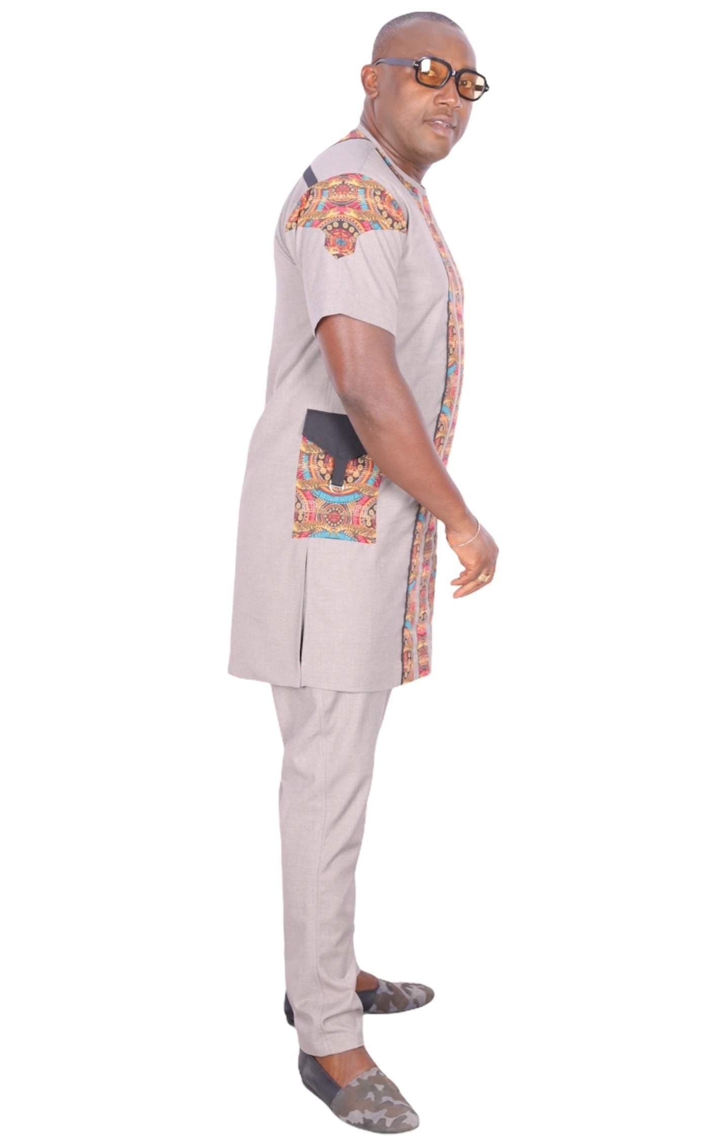 African Senator Up and Down Beige-danddclothing-African Wear for Men,Linen,Traditionals