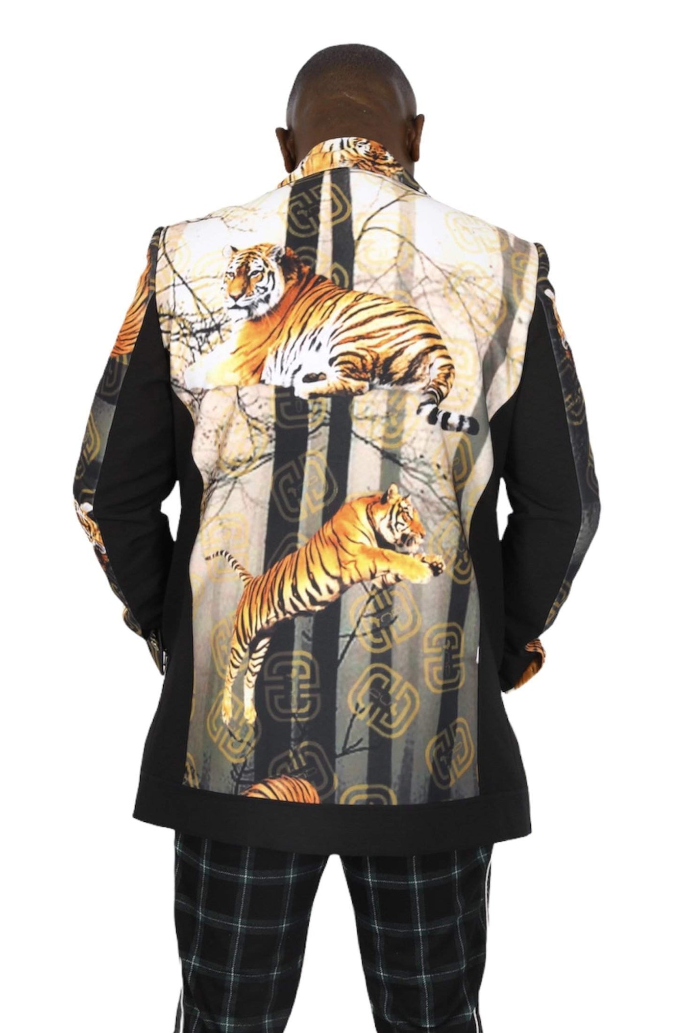 African Men's Jacket with Tigers-danddclothing-African Wear for Men,Jackets,Men Jackets,Multicolor