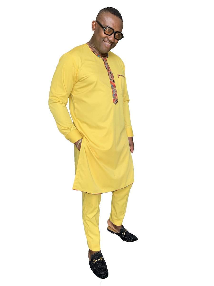 African Yellow Native Outfit-African Wear for Men,Traditionals,Yellow