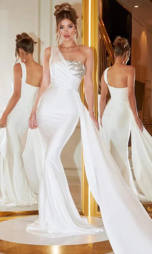 Extreme White Evening Dress-danddclothing-Classic Elegant Gowns,Evening Dresses,Long,Royal Wedding Dresses