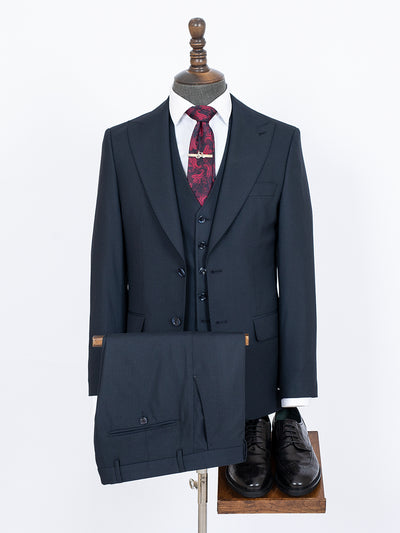 Three Pieces Of Navy Blue Bespoke Men Suit Tailored