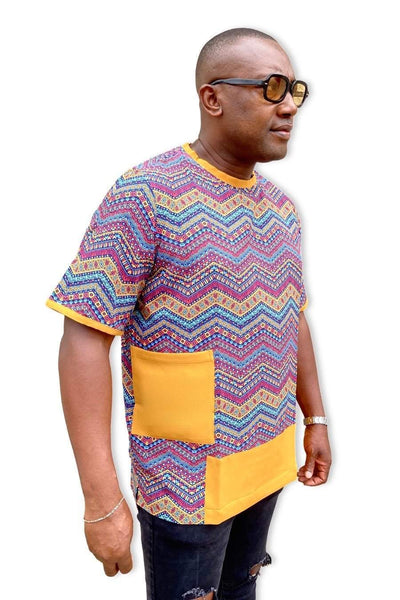 African Ankara T-shirt for Men-danddclothing-African Wear for Men,FEATURED,Men T-shirts,Pink