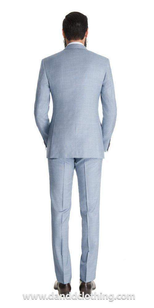Light Blue Sharkskin Suit-African Wear for Men,Classic Men Suits,Classic Suits,White