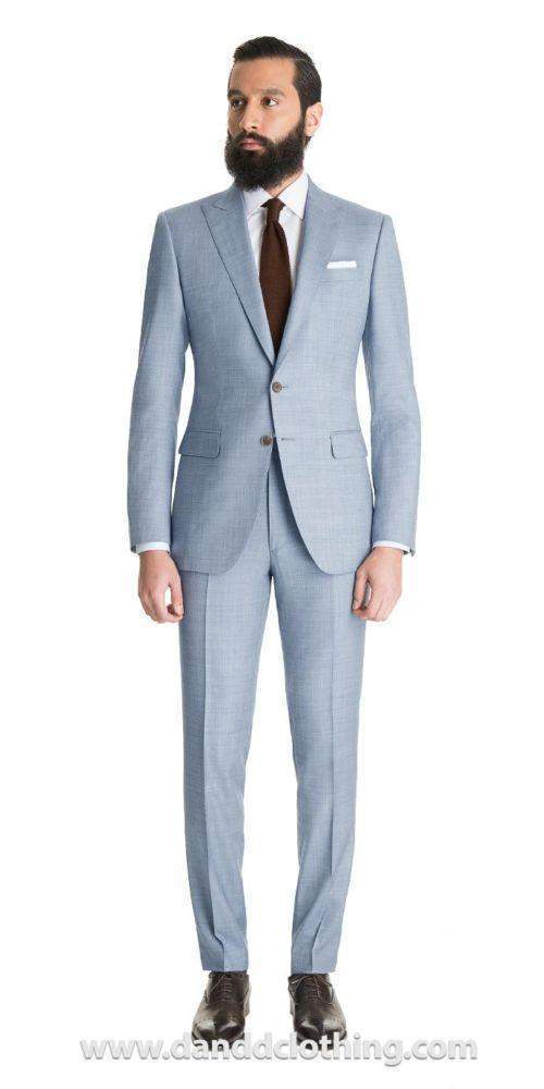 Light Blue Sharkskin Suit-African Wear for Men,Classic Men Suits,Classic Suits,White