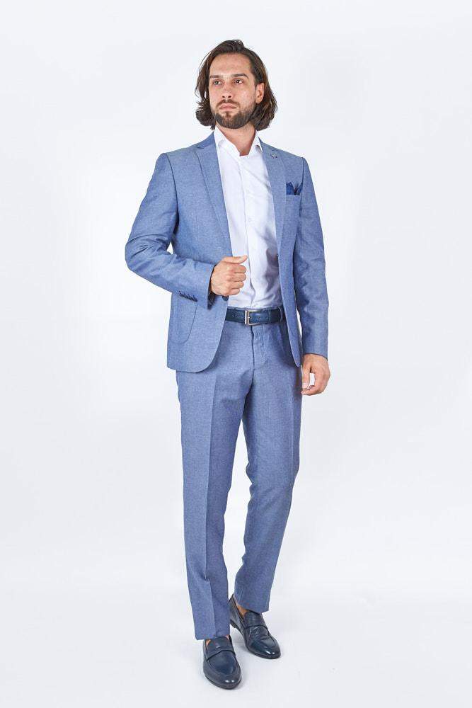 Corn Blue Linen Suit-danddclothing-African Wear for Men,Linen Suit,maroon
