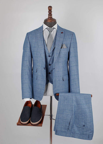 Bird Blue Linen Suit-danddclothing-African Wear for Men,Linen Suit,maroon
