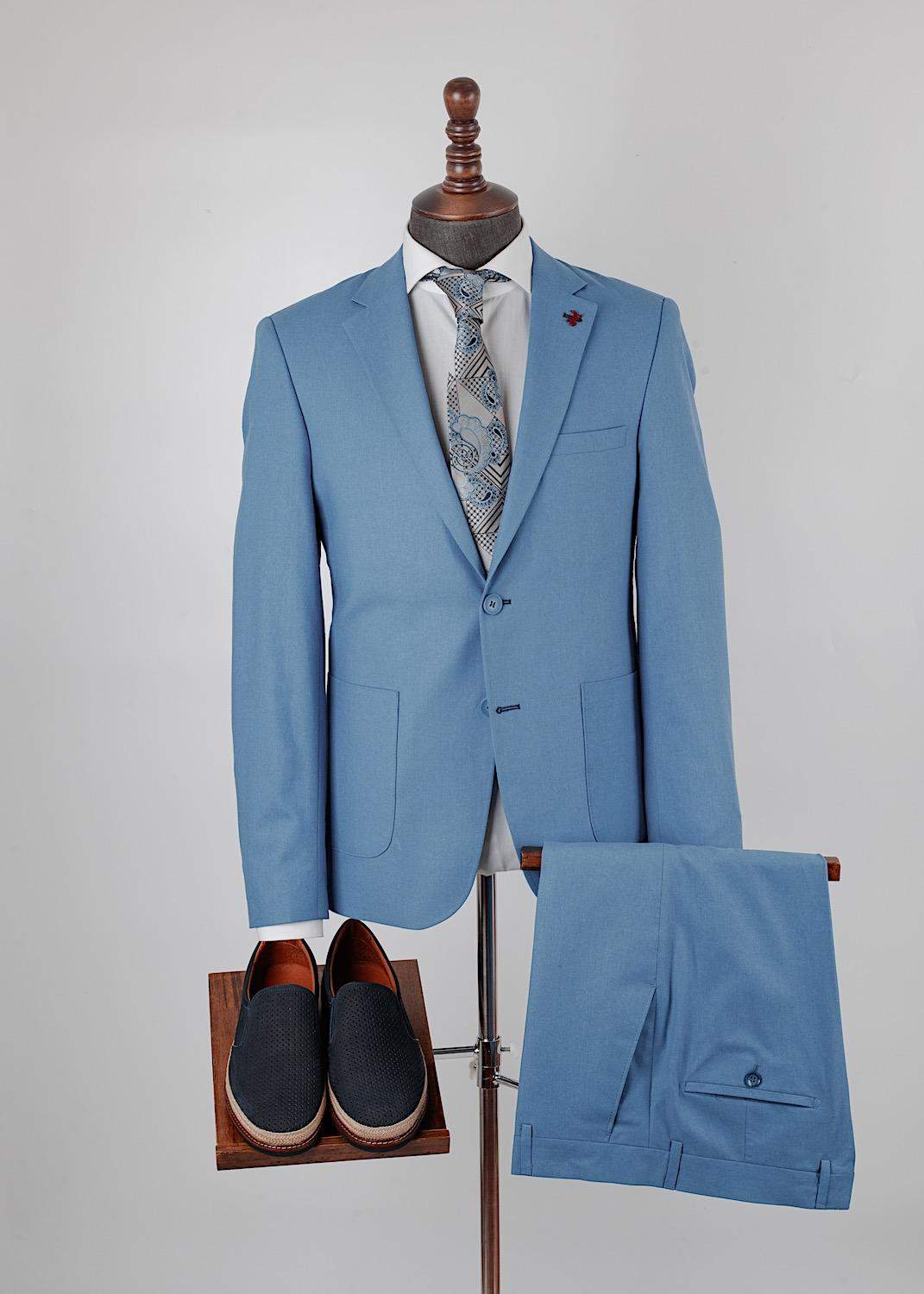 Arrow Blue Linen Suit-danddclothing-African Wear for Men,Linen Suit,maroon