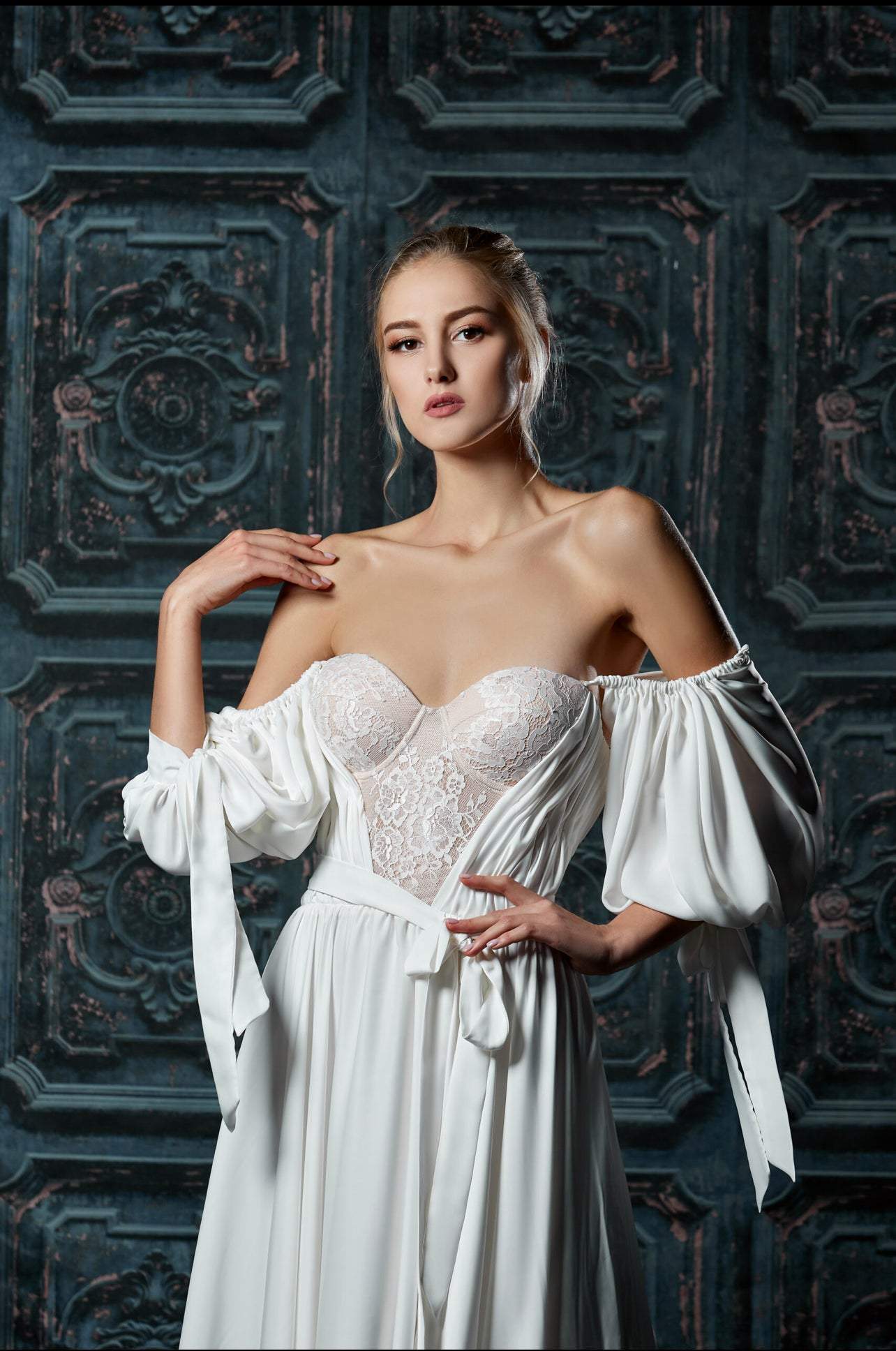 Kermes White Wedding Dress-danddclothing-A-line,Classic Elegant Gowns,Royal Wedding Dresses,White