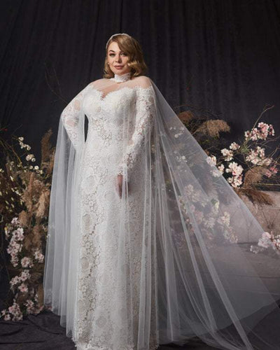 Snowy White Wedding Dress-danddclothing-A-line,Classic Elegant Gowns,Royal Wedding Dresses,White