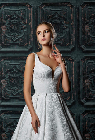 Milky White Wedding Dress-danddclothing-A-line,Classic Elegant Gowns,Royal Wedding Dresses,White