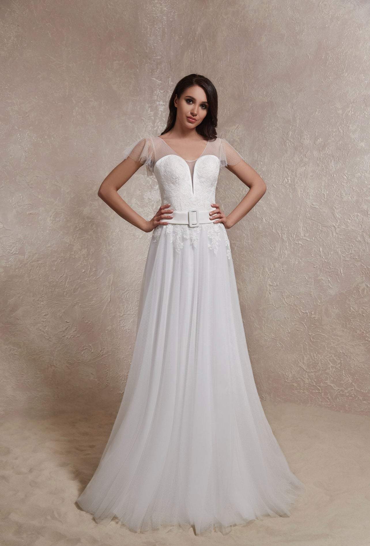 Snowbird White Wedding Dress-danddclothing-A-line,Classic Elegant Gowns,Royal Wedding Dresses,White
