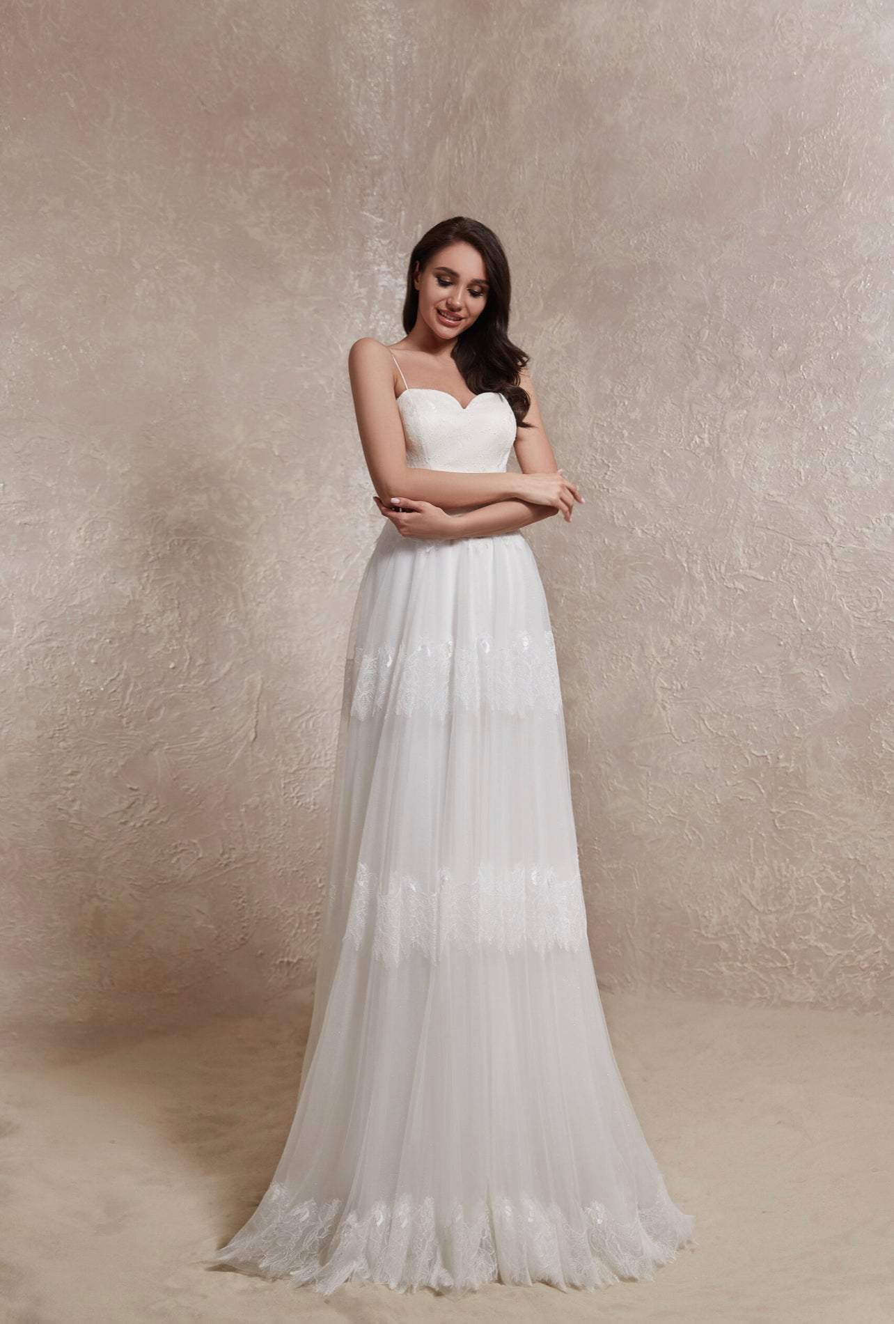 Blister White Wedding Dress-danddclothing-A-line,Classic Elegant Gowns,Royal Wedding Dresses,White
