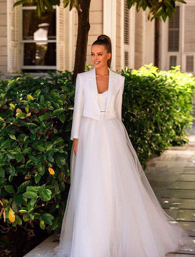 Beans White Wedding Dress-danddclothing-A-line,Classic Elegant Gowns,Royal Wedding Dresses,White