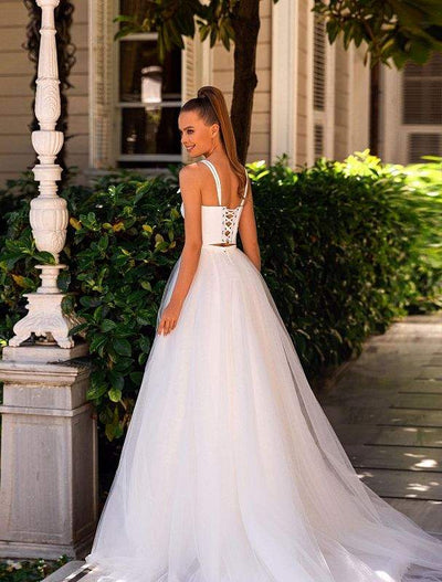 Beans White Wedding Dress-danddclothing-A-line,Classic Elegant Gowns,Royal Wedding Dresses,White